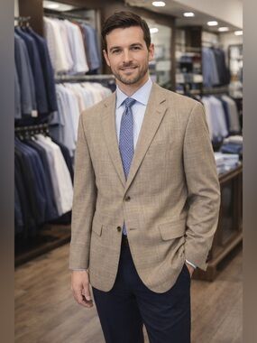 NWT Jack Victor Tan Textured Sport Coat Blazer 48L Bamboo Viscose Retail $299